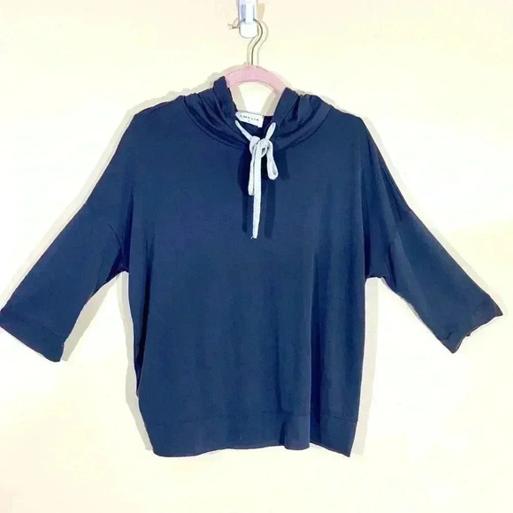 Emelia Gray Faux Wrap Open Back Hoodie Sweatshirt - Picture 1 of 13